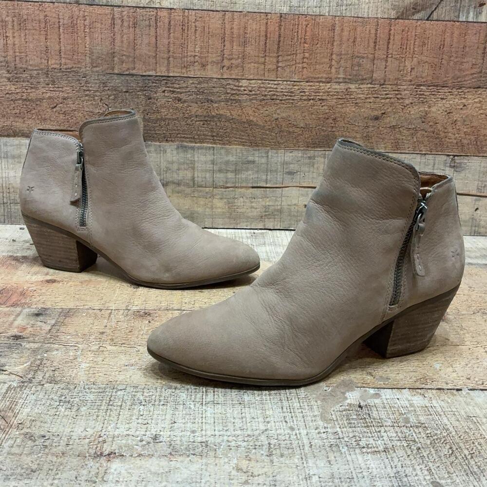 Frye Judith Double Zip Boots Womens Size 9 40 Gray Leather Ankle Bootie Western